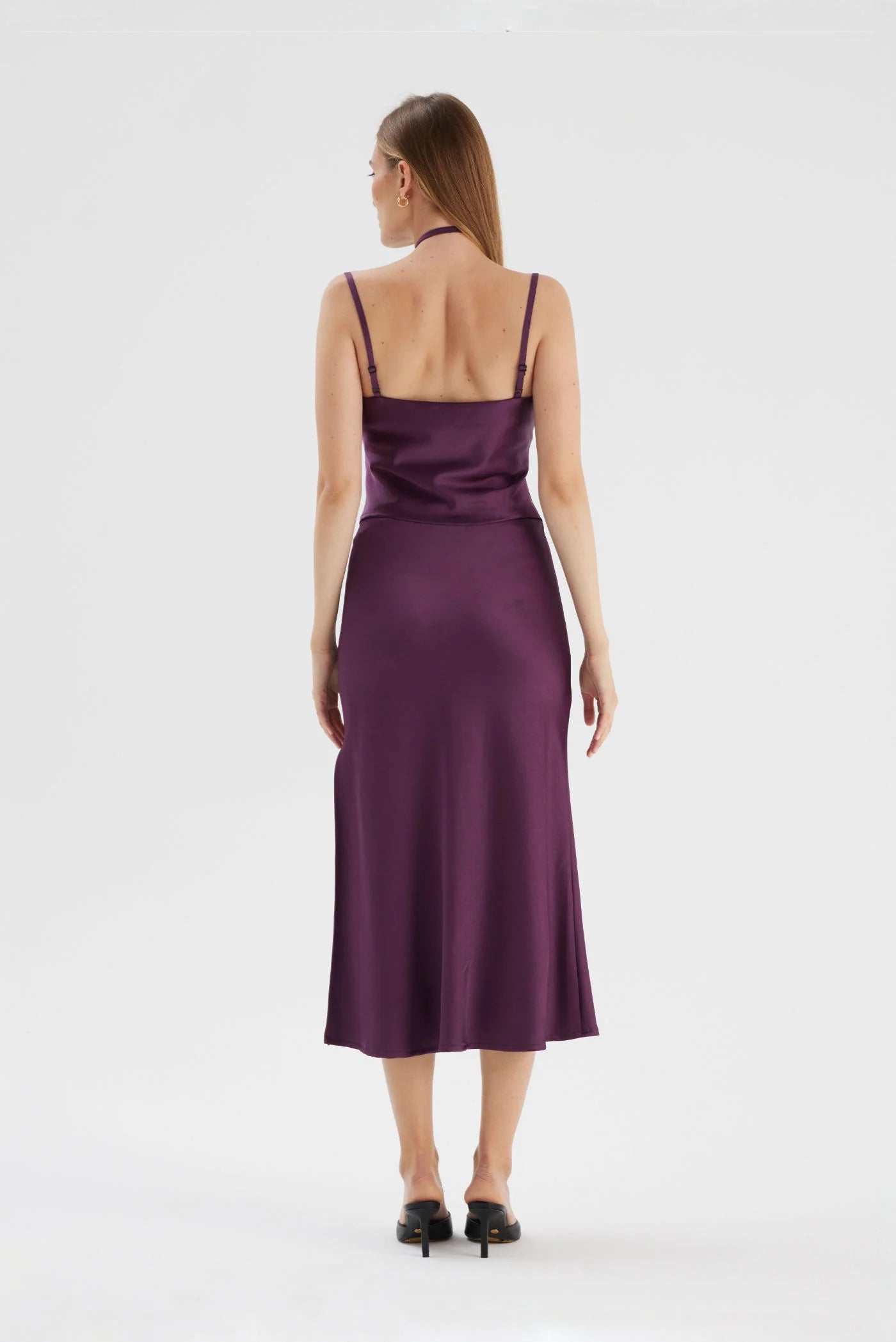 Komplet top ze spódnicą z ozdobną rożą Amelie plum