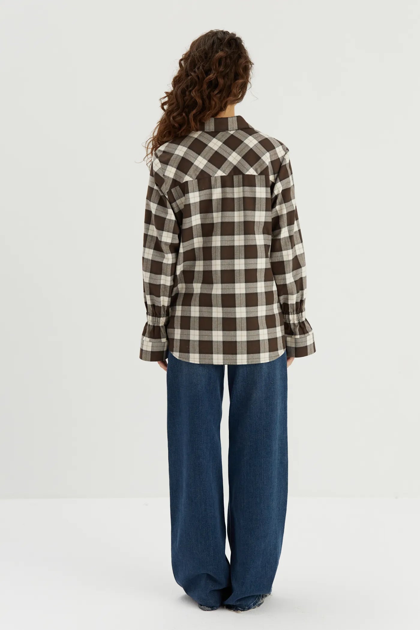 Isolde brown cotton check shirt