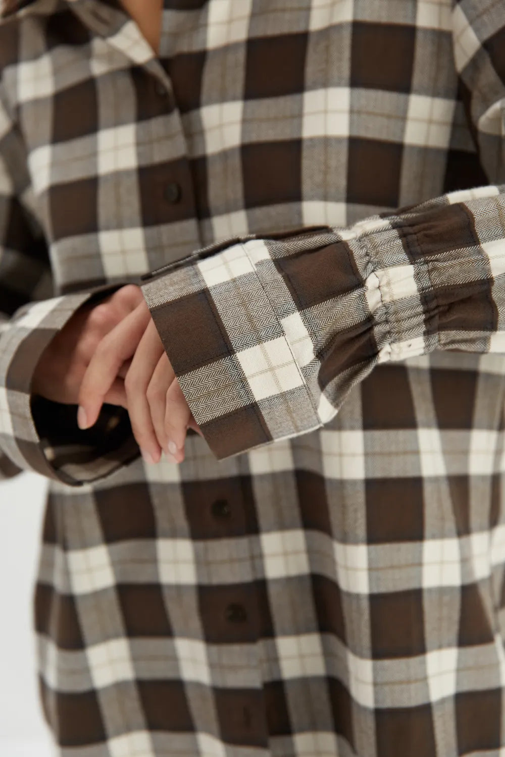 Isolde brown cotton check shirt
