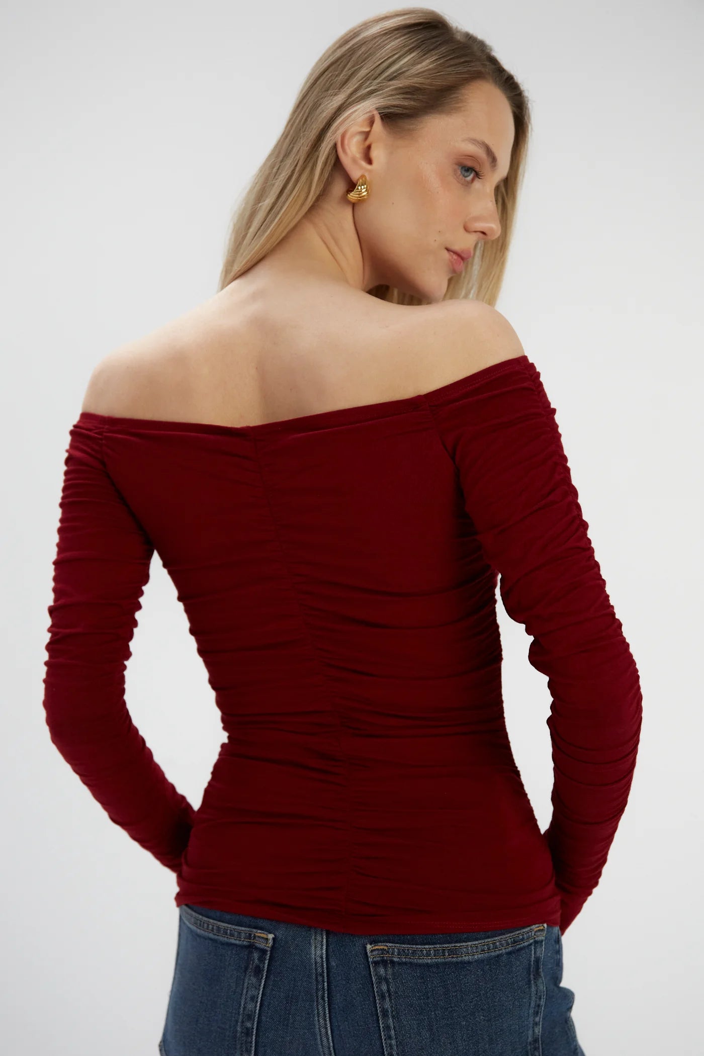 Bluzka z odkrytymi ramionami Lexi dark red