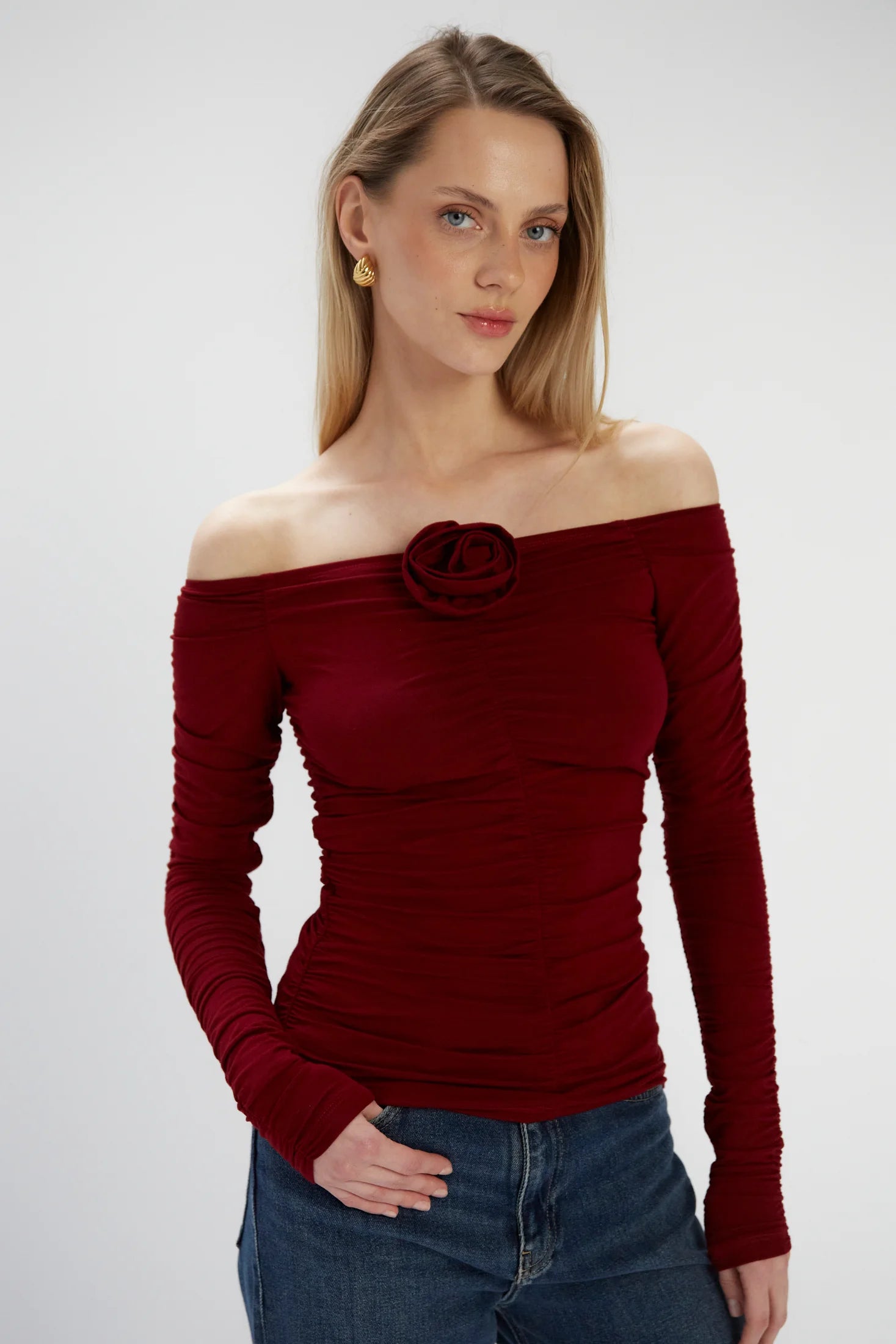 Bluzka z odkrytymi ramionami Lexi dark red