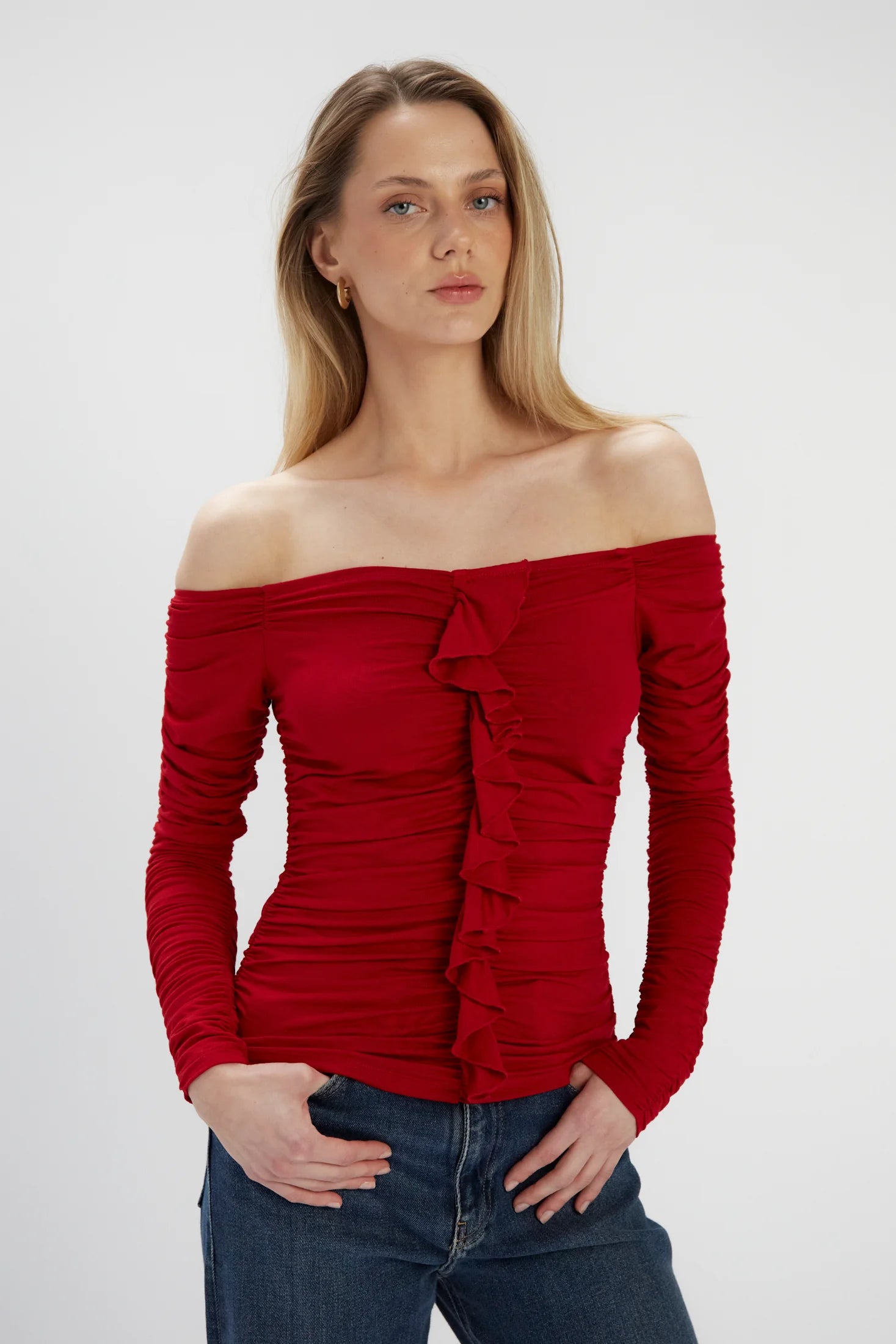 Bluzka z odkrytymi ramionami Lilla red