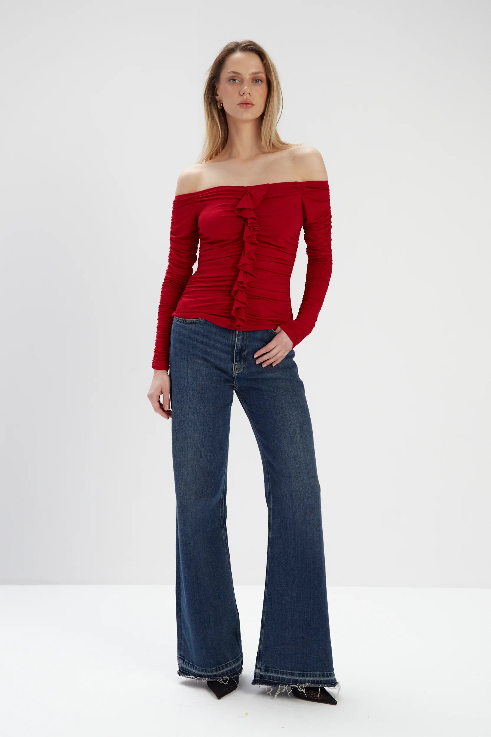 Bluzka z odkrytymi ramionami Lilla red