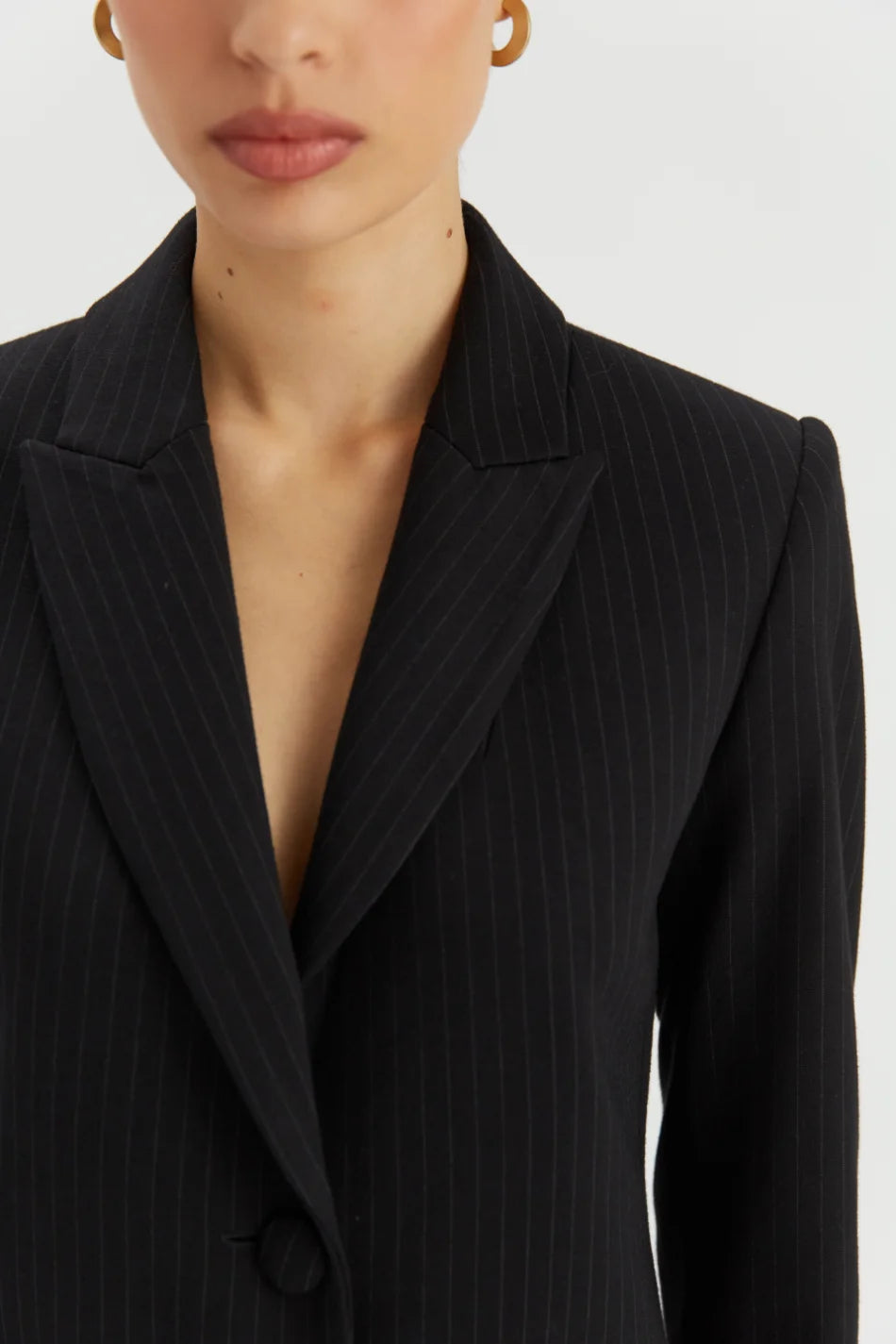 Prążkowany garnitur Tom z rozszerzanymi spodniami