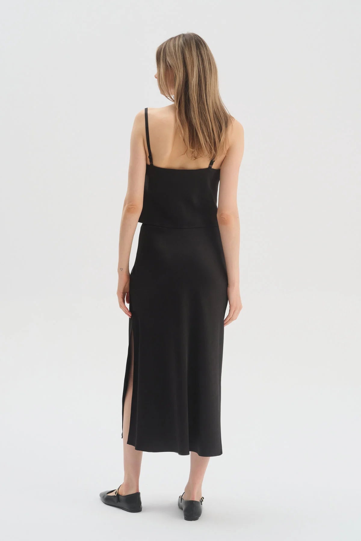 Komplet top ze spódnicą z ozdobną rożą Amelie black