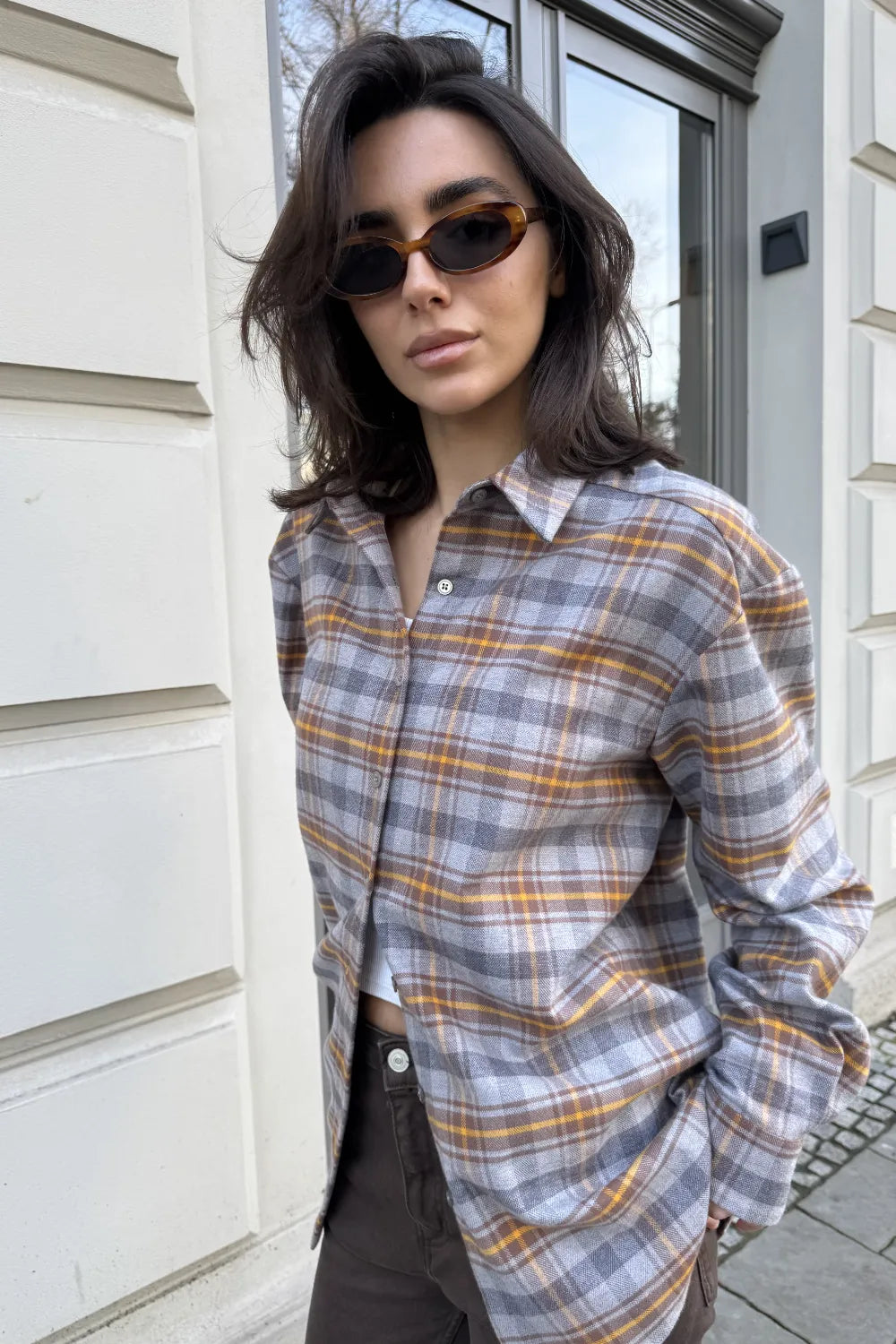 Penelope grey checkered shirt