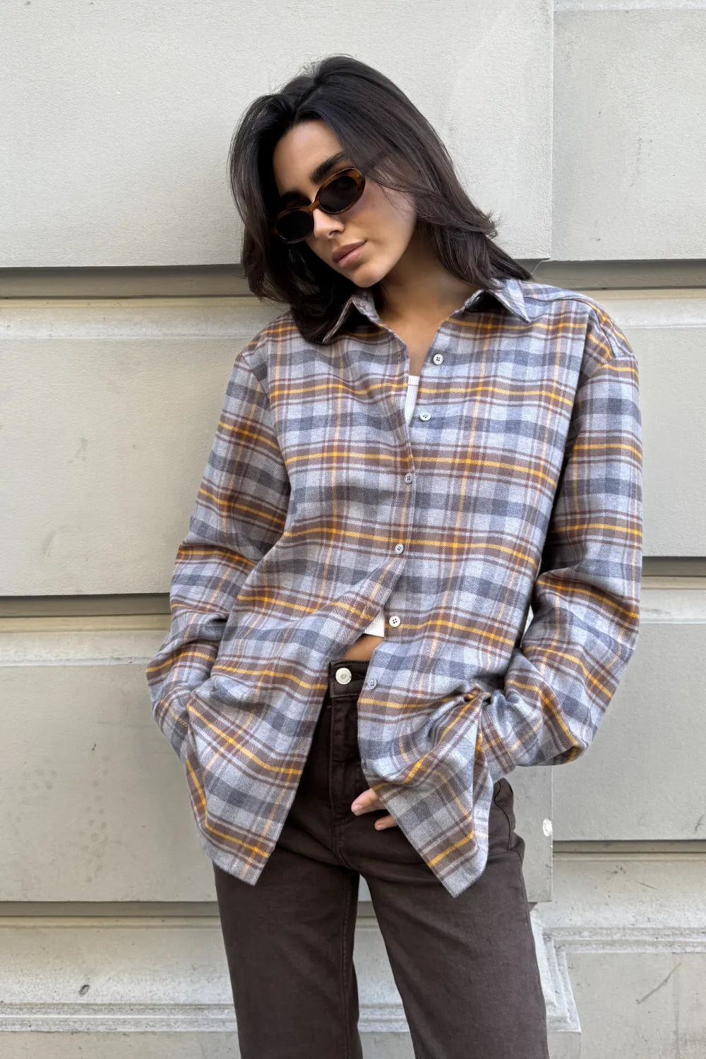 Penelope grey checkered shirt