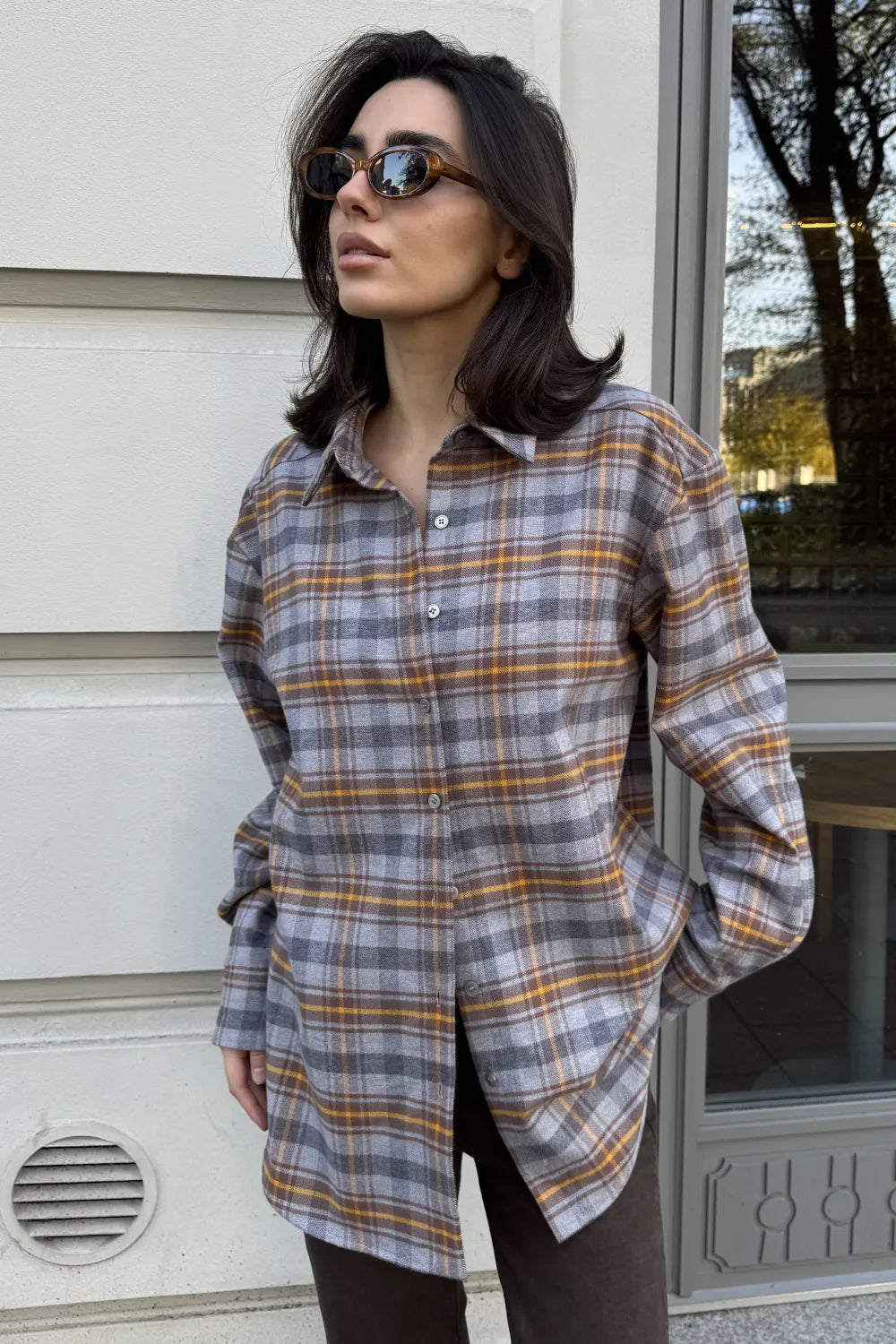 Penelope grey checkered shirt