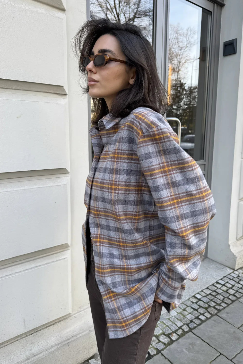 Penelope grey checkered shirt