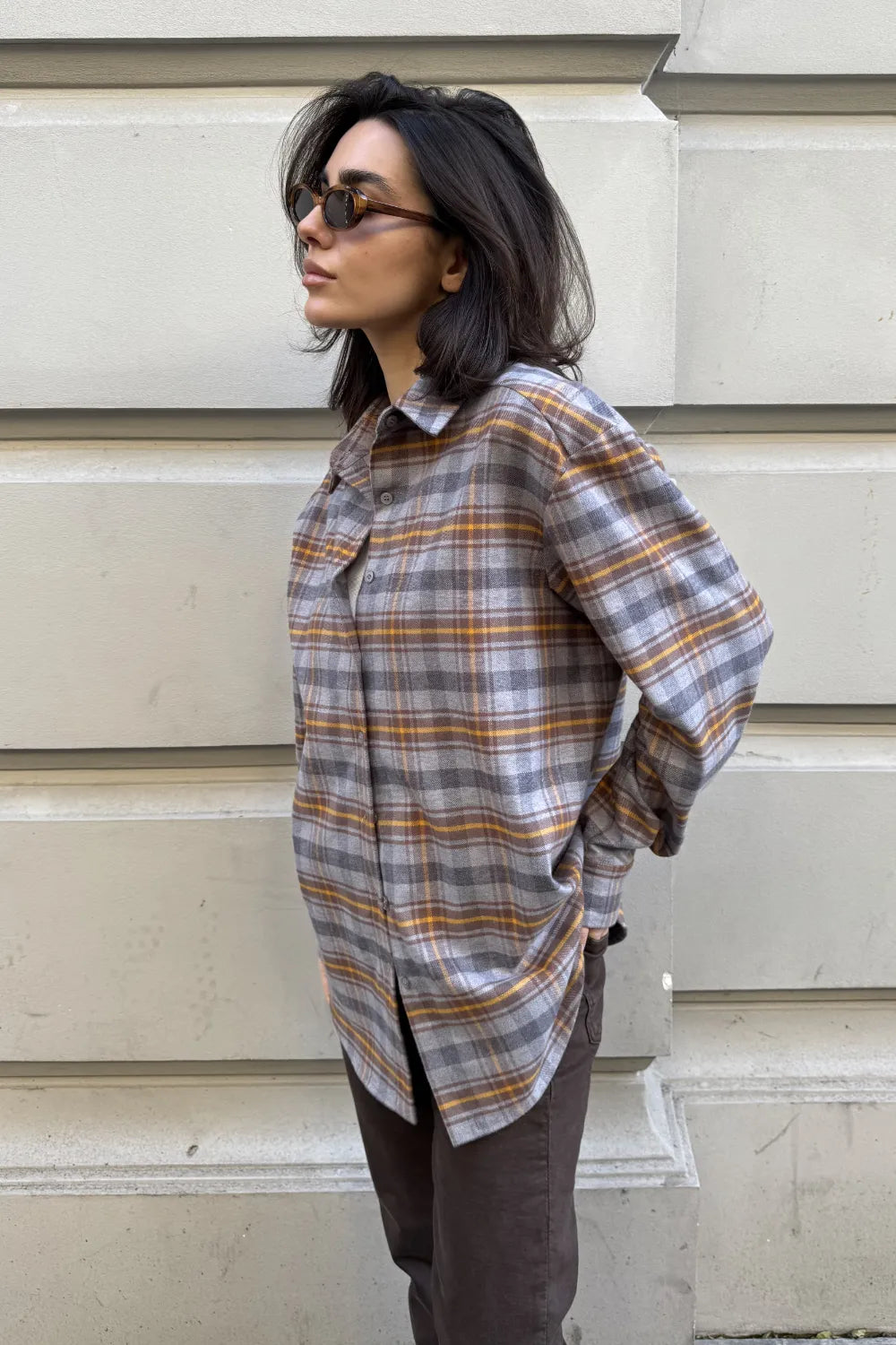 Penelope grey checkered shirt