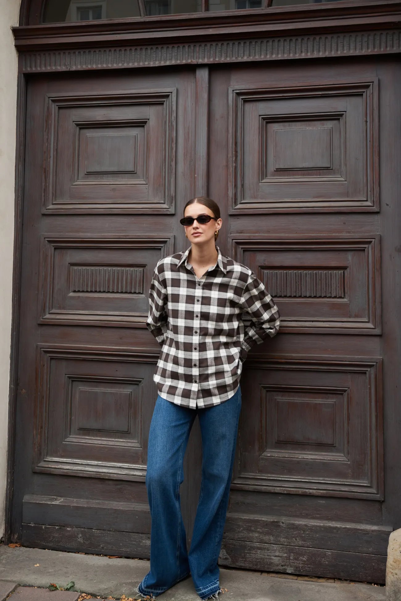 Isolde brown cotton check shirt