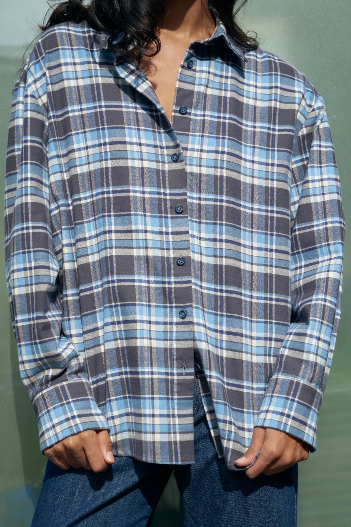 Luisa blue plaid shirt