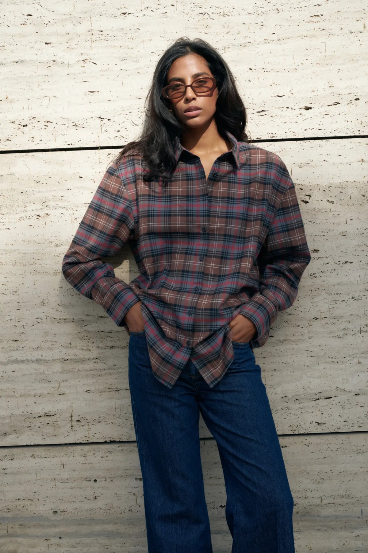 Luisa Brown Plaid Shirt 