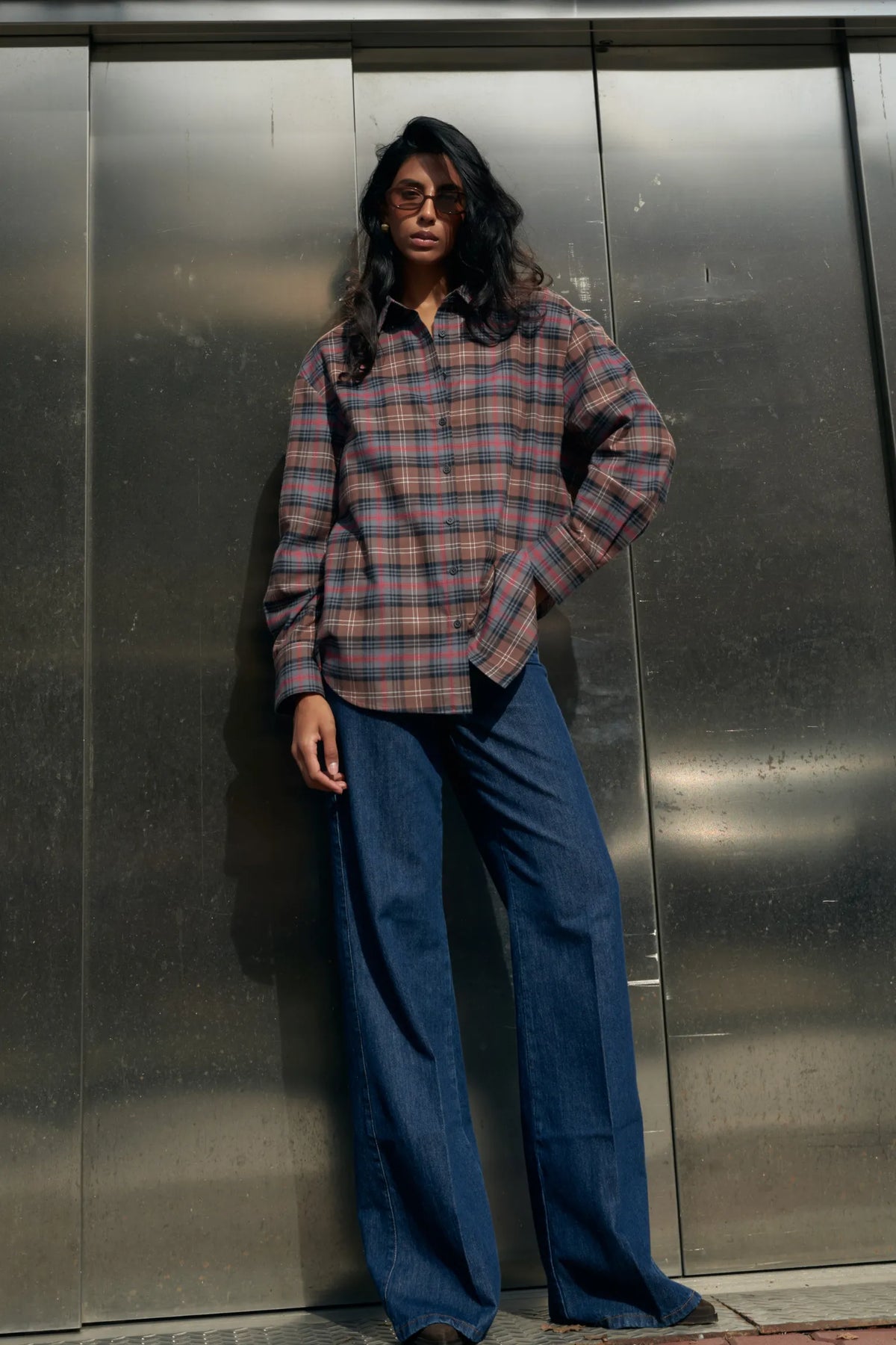 Luisa Brown Plaid Shirt 