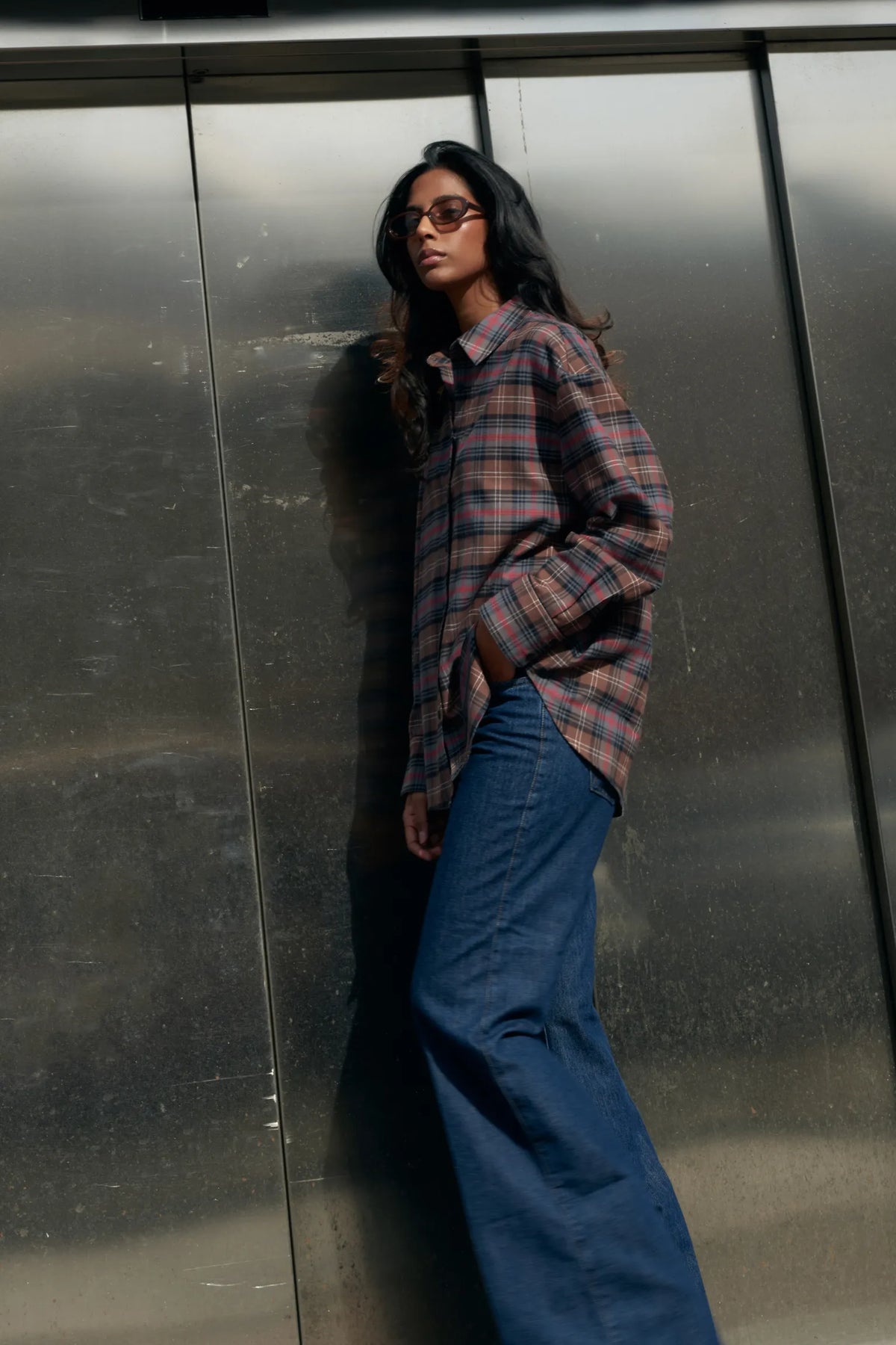Luisa Brown Plaid Shirt 