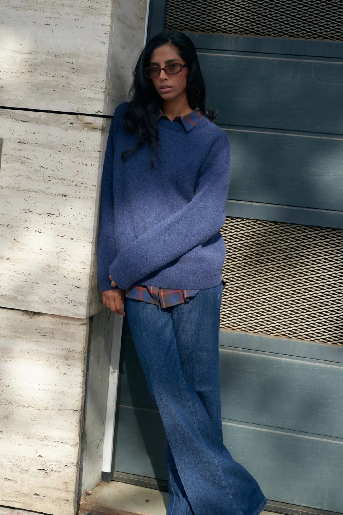 Sweter wełniany Arno dark blue